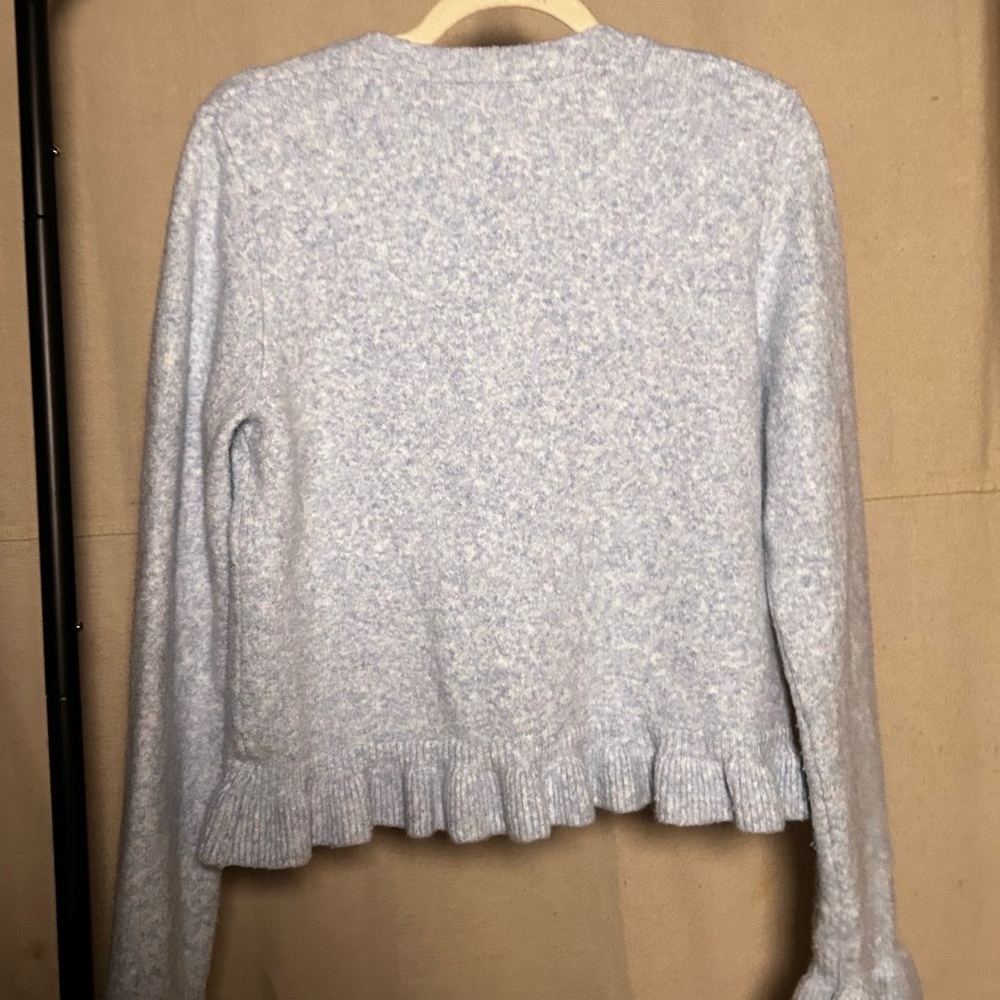 Blue Ruffled Button-Up Cardigan - Picture 2 of 2